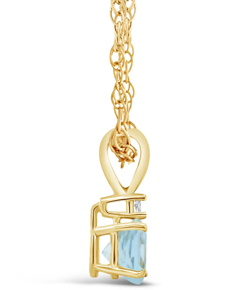 Aquamarine (1/2 ct. t.w.) and Diamond Accent Pendant Necklace 14K Yellow Gold or White