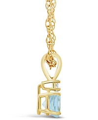 Aquamarine (1/2 ct. t.w.) and Diamond Accent Pendant Necklace 14K Yellow Gold or White