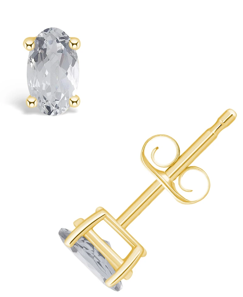 White Topaz (1/2 ct. t.w.) Stud Earrings 14K Gold or Yellow