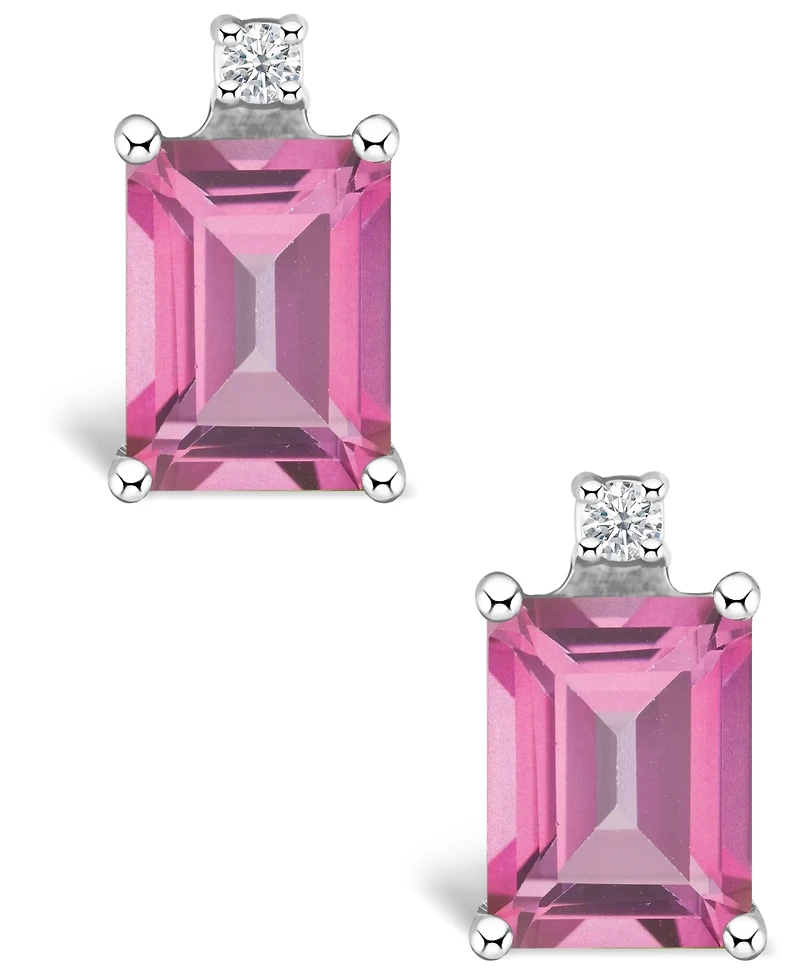 Pink Topaz (1-3/8 ct. t.w.) and Diamond Accent Stud Earrings in 14K Yellow Gold or 14K White Gold