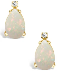 Opal (1 ct. t.w.) and Diamond Accent Stud Earrings 14K Gold or White