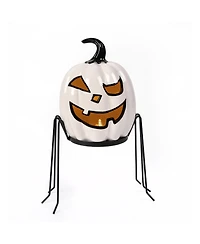 National Tree Company 15" Pre-Lit Ghost Pumpkin In Stand