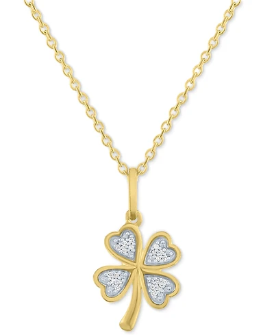 Diamond Accent Clover Pendant Necklace in 14k Gold-Plated Sterling Silver, 16" + 2" extender