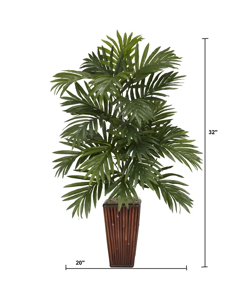 Nearly Natural Areca Palm w/ Bamboo Vase Silk Plant