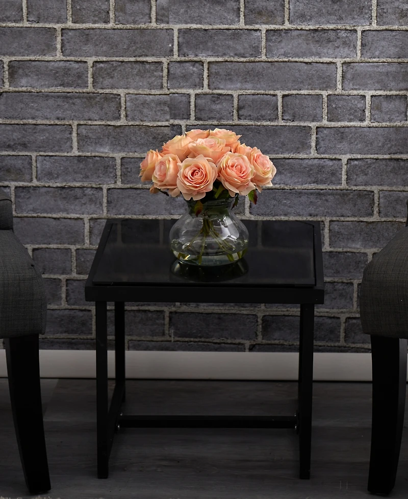 Nearly Natural Rose Arrangement w/Vase