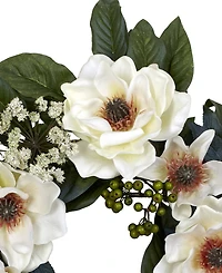 Nearly Natural 22" Artificial Magnolia Wreath