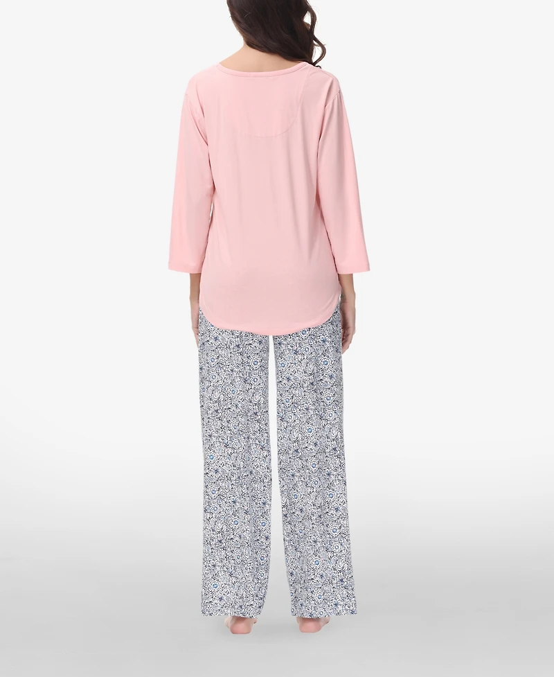 Ink+Ivy Women's Drop Sleeve Top with Wide Leg Lounge Pant Set, 2 Piece