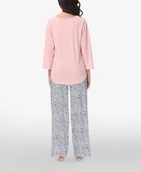 Ink+Ivy Women's Drop Sleeve Top with Wide Leg Lounge Pant Set, 2 Piece