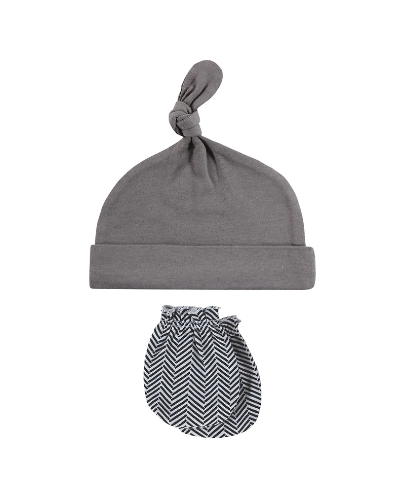 Hudson Baby Boys Essential 8-Piece Set Knotted Beanie Hats and Anti-Scratch Mitts