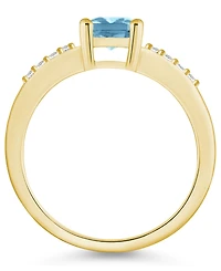 Aquamarine (1-3/8 ct .t.w.) and Diamond (1/8 Ring 14K Yellow Gold