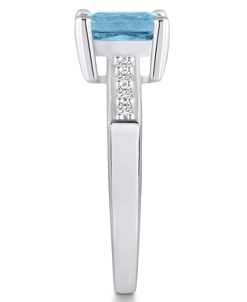 Aquamarine (1-3/8 ct .t.w.) and Diamond (1/8 Ring 14K Yellow Gold