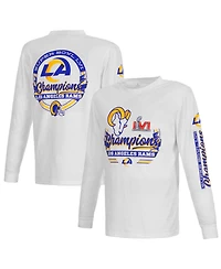 Men's Fanatics White Los Angeles Rams Super Bowl Lvi Champions Screen Printed Long Sleeve T-shirt