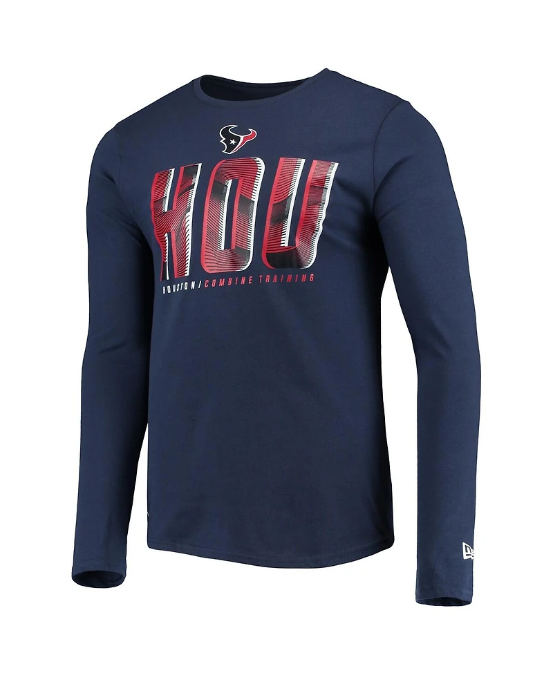 Men's New Era Navy Houston Texans Combine Authentic Static Abbreviation Long Sleeve T-shirt