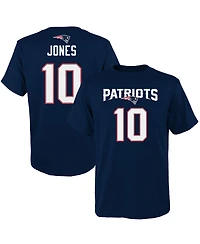 Big Boys Mac Jones Navy New England Patriots Mainliner Name and Number T-shirt