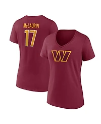 Women's Fanatics Terry McLaurin Burgundy Washington Commanders Player Icon Name and Number V-Neck T-shirt