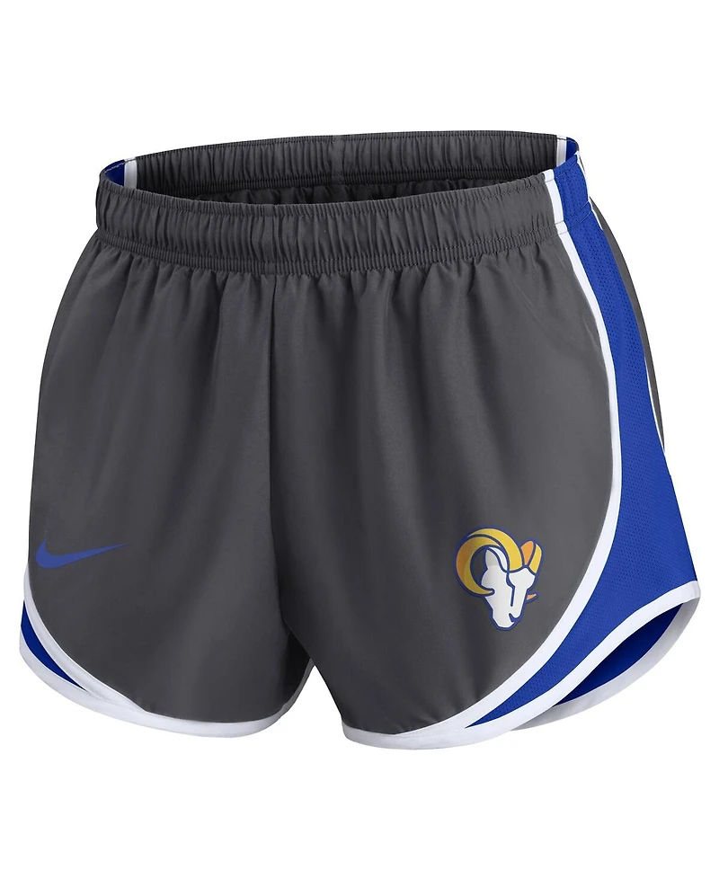 Women's Nike Charcoal Los Angeles Rams Logo Performance Tempo Shorts