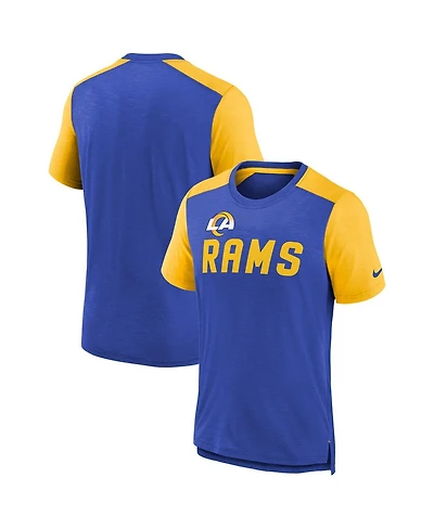 Big Boys Nike Heathered Royal, Heathered Gold Los Angeles Rams Colorblock Team Name T-shirt