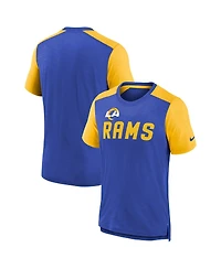 Big Boys Nike Heathered Royal, Heathered Gold Los Angeles Rams Colorblock Team Name T-shirt