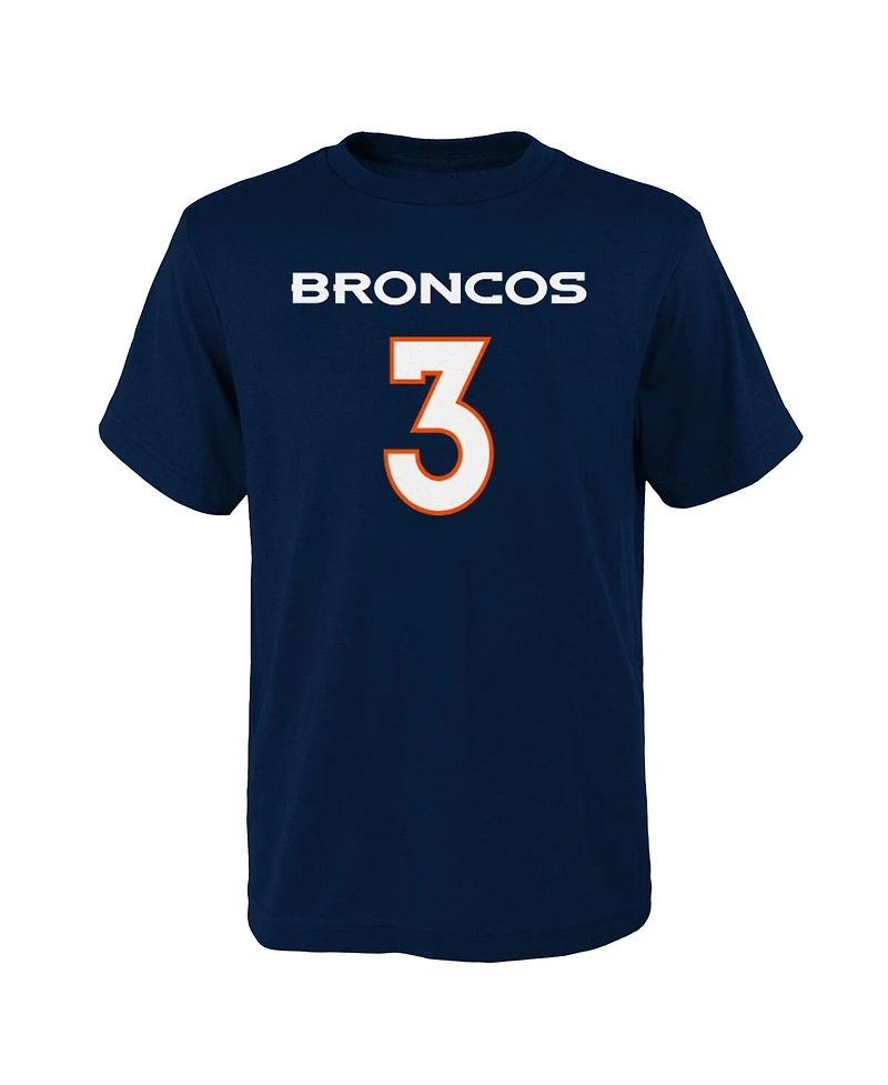 Big Boys Russell Wilson Navy Denver Broncos Mainliner Player Name and Number T-shirt