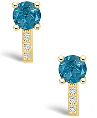 Macy's London Topaz (2-1/3 ct. t.w.) and Diamond (1/8 ct. t.w.) Stud Earrings in 14K Yellow Gold