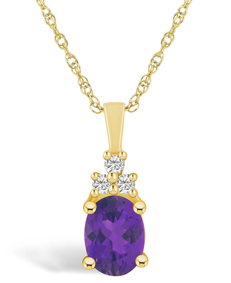 Macy's Amethyst (1-1/5 Ct. T.w.) and Diamond (1/10 Ct. T.w.) Pendant Necklace in 14K Yellow Gold
