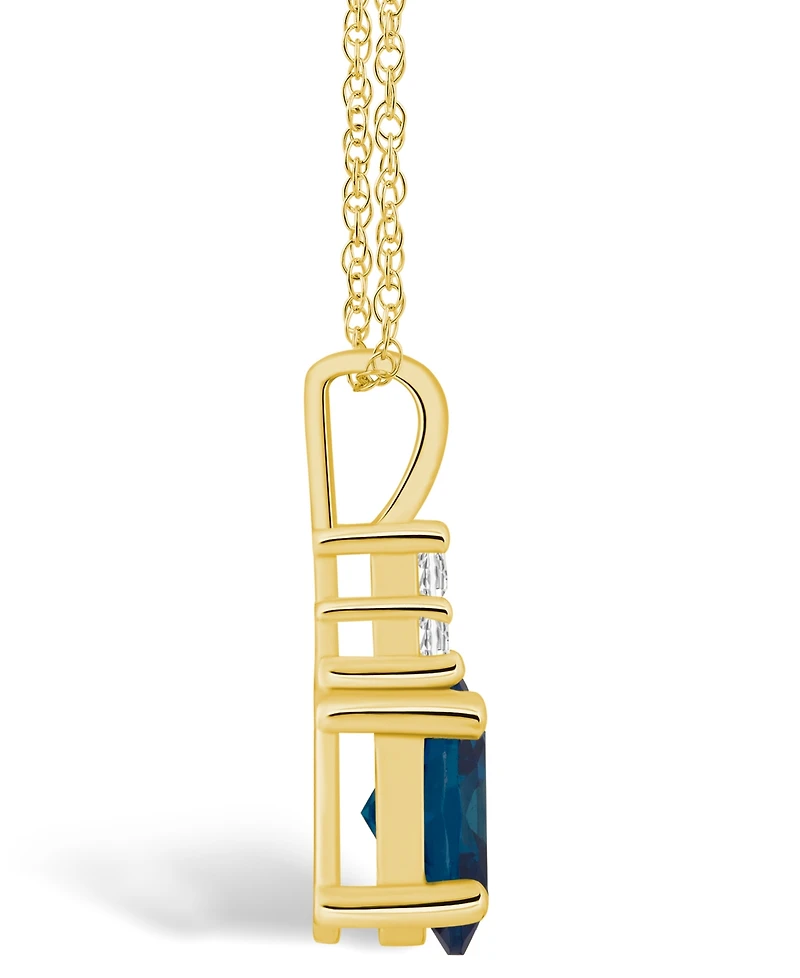 Macy's London Blue Topaz (1-5/8 Ct. T.w.) and Diamond (1/10 Ct. T.w.) Pendant Necklace in 14K Yellow Gold