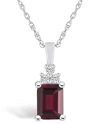 Macy's Garnet (2 Ct. T.w.) and Diamond (1/10 Ct. T.w.) Pendant Necklace in 14K White Gold