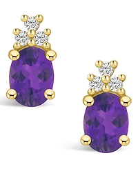 Macy's Amethyst (2-3/8 ct. t.w.) and Diamond (1/5 ct. t.w.) Stud Earrings in 14K Yellow Gold