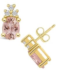 Macy's Morganite (2-1/3 ct. t.w.) and Diamond (1/5 ct. t.w.) Stud Earrings in 14K Yellow Gold