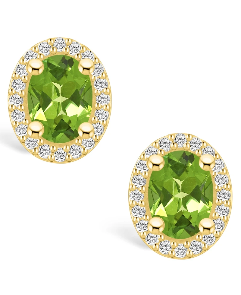 Macy's Peridot (2-3/4 ct. t.w.) and Diamond (3/8 ct. t.w.) Halo Stud Earrings in 14K Yellow Gold