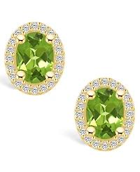 Macy's Peridot (2-3/4 ct. t.w.) and Diamond (3/8 ct. t.w.) Halo Stud Earrings in 14K Yellow Gold
