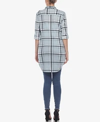White Mark Women's Plaid Tunic Top Shirt