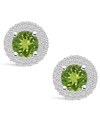 Macy's Peridot (1-7/8 ct. t.w.) and Diamond (1/2 ct. t.w.) Halo Stud Earrings in 14K White Gold