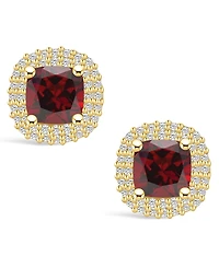 Macy's Garnet (2-3/8 ct. t.w.) and Diamond (3/8 ct. t.w.) Halo Stud Earrings in 14K Yellow Gold