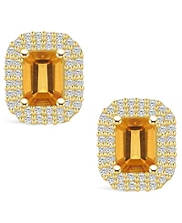 Macy's Citrine (2 ct. t.w.) and Diamond (3/4 ct. t.w.) Halo Stud Earrings in 14K Yellow Gold