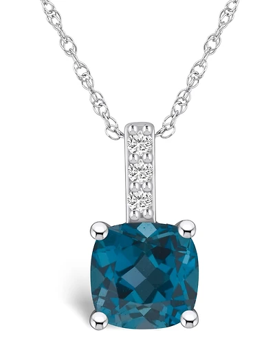 Macy's London Blue Topaz (-/ Ct. T.w.) and Diamond Accent Pendant Necklace in 14K Gold
