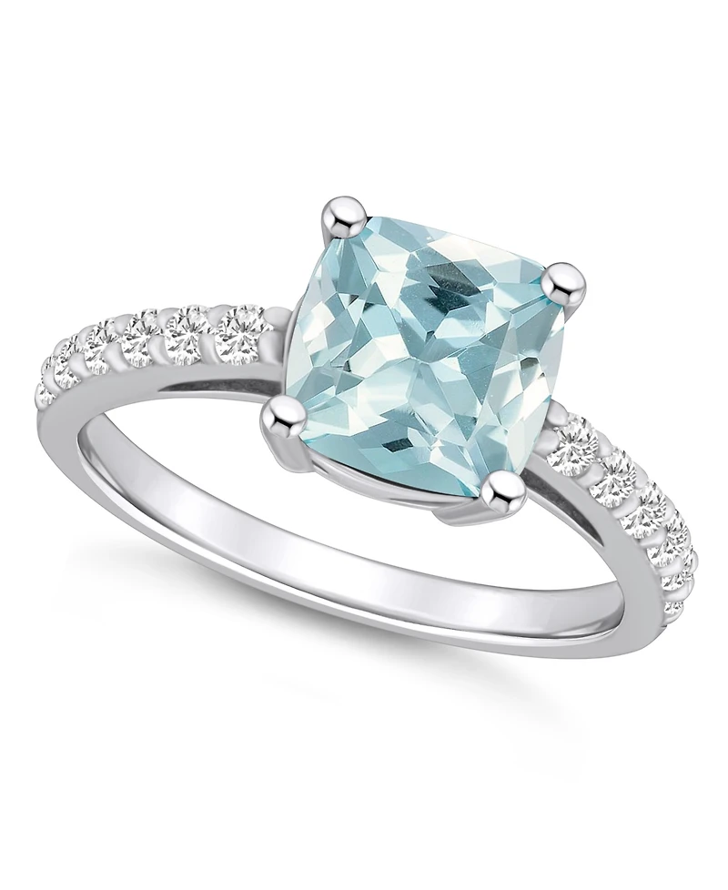 Macy's Aquamarine (2 Ct. T.w.) and Diamond (1/3 Ring 14K White Gold