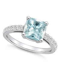 Macy's Aquamarine (2 Ct. T.w.) and Diamond (1/3 Ring 14K White Gold