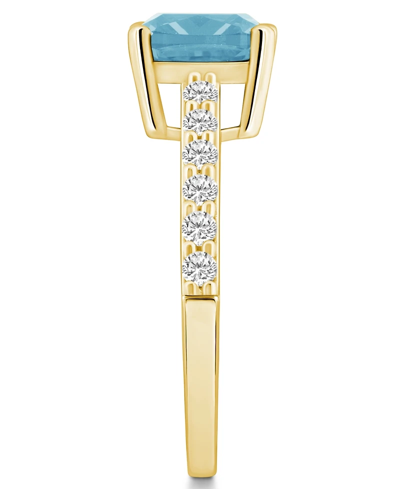 Macy's Aquamarine (2 Ct. T.w.) and Diamond (1/3 Ring 14K Yellow Gold