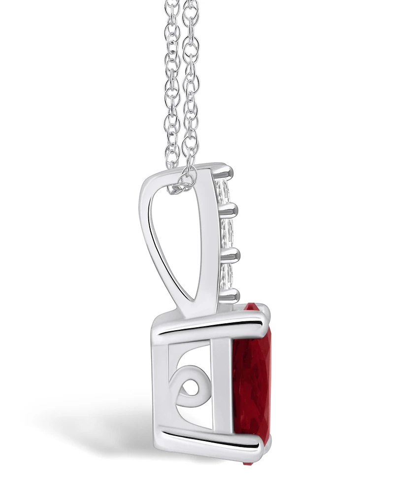 Macy's Garnet (1-1/2 Ct. T.w.) and Diamond Accent Pendant Necklace in 14K Gold