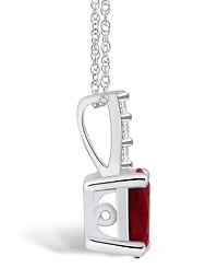 Macy's Garnet (1-1/2 Ct. T.w.) and Diamond Accent Pendant Necklace in 14K Gold