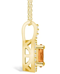 Macy's Citrine (1-1/5 Ct. T.w.) and Diamond (1/4 Ct. T.w.) Halo Pendant Necklace in 14K Yellow Gold