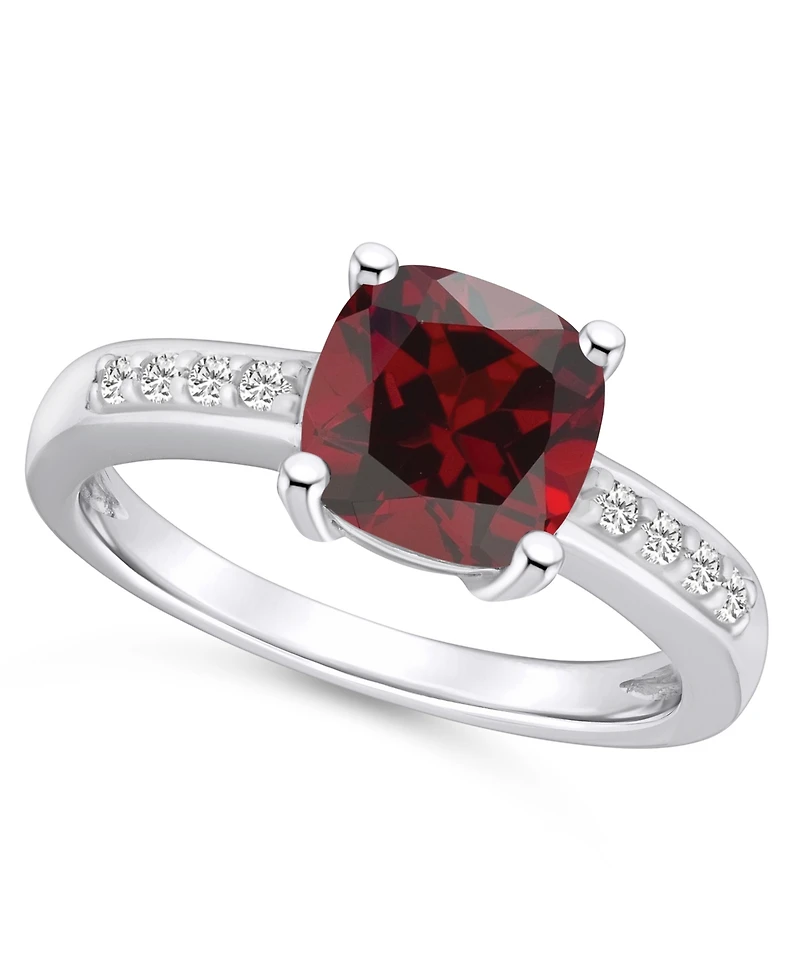 Macy's Garnet and Diamond Ring (2-3/4 ct.t.w 1/8 ct.t.w) 14K White Gold
