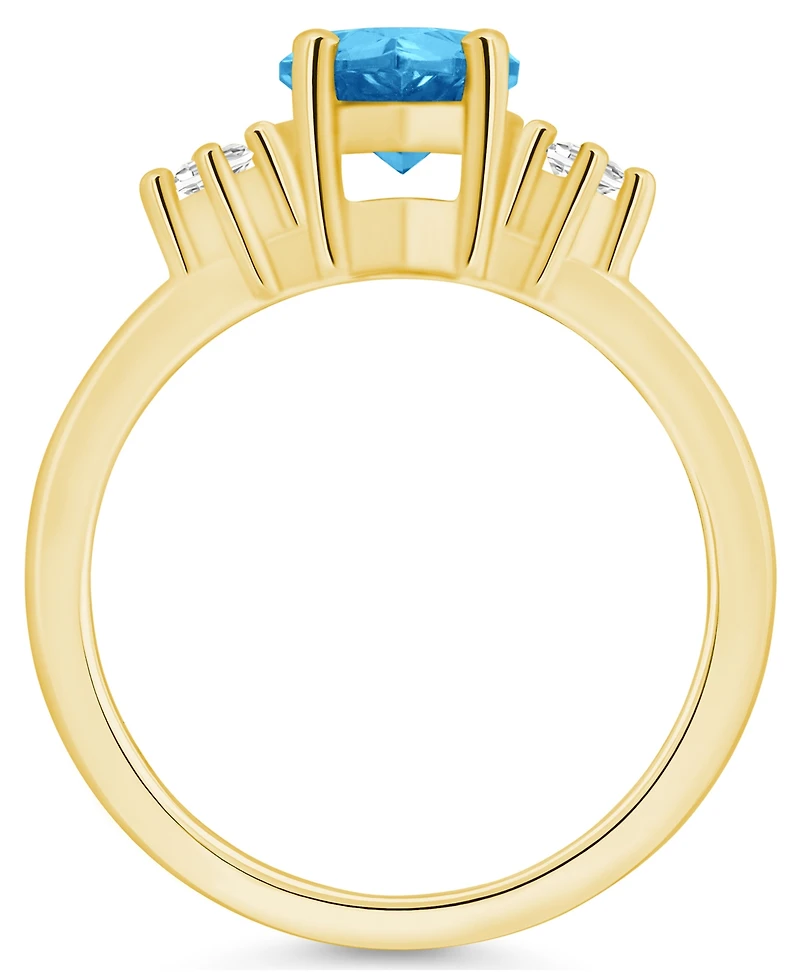 Macy's Blue Topaz and Diamond Ring (2-1/2 ct.t.w 1/10 ct.t.w) 14K Yellow Gold