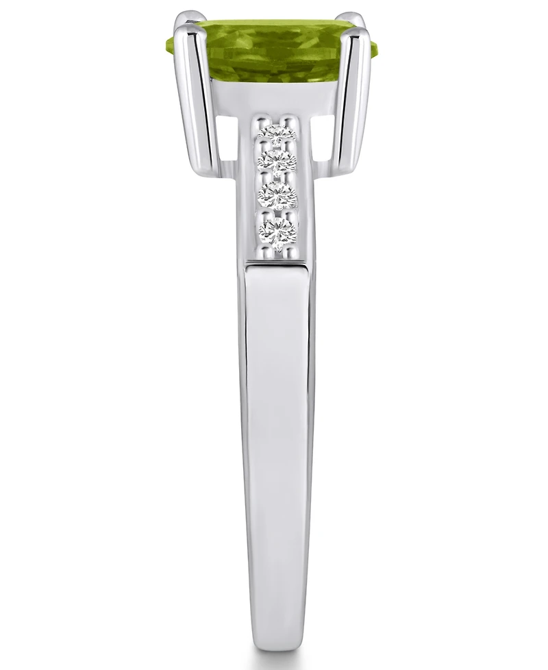 Macy's Peridot and Diamond Ring (1-1/3 ct.t.w 1/8 ct.t.w) 14K White Gold