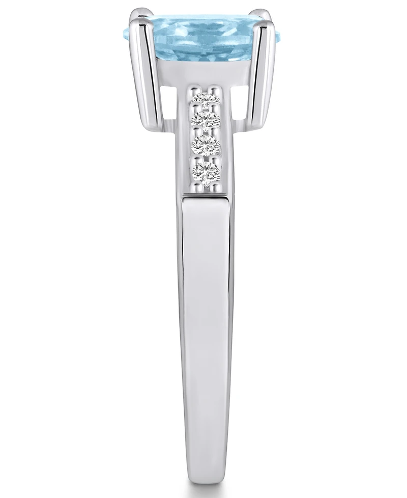 Macy's Aquamarine and Diamond Ring (1- 1/7 ct.t.w 1/8 ct.t.w) 14K Gold