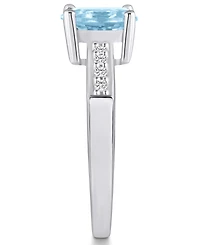 Macy's Aquamarine and Diamond Ring (1- 1/7 ct.t.w 1/8 ct.t.w) 14K Gold