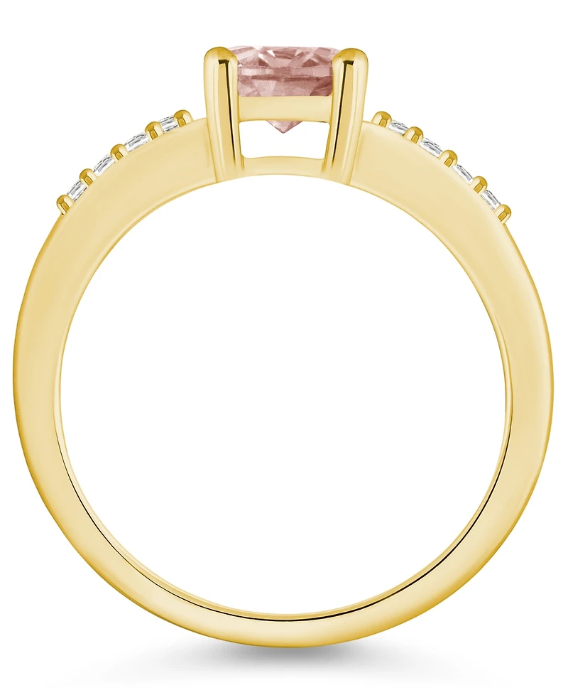 Macy's Morganite and Diamond Ring (1-1/7 ct.t.w 1/8 ct.t.w) 14K Yellow Gold