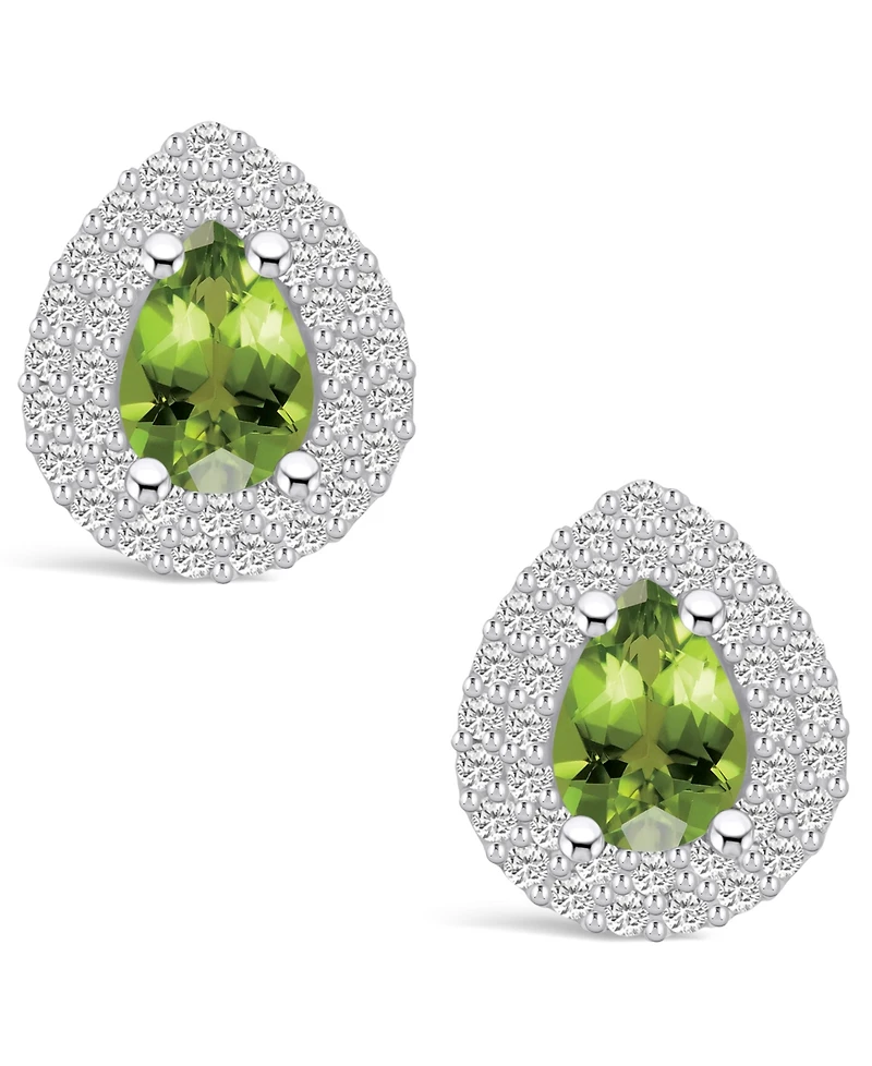 Macy's Peridot (1-5/8 ct. t.w.) and Diamond (5/8 ct. t.w.) Halo Stud Earrings in 14K Gold