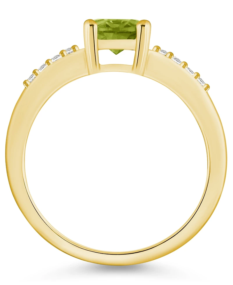 Macy's Peridot and Diamond Ring (1-1/3 ct.t.w 1/8 ct.t.w) 14K Yellow Gold
